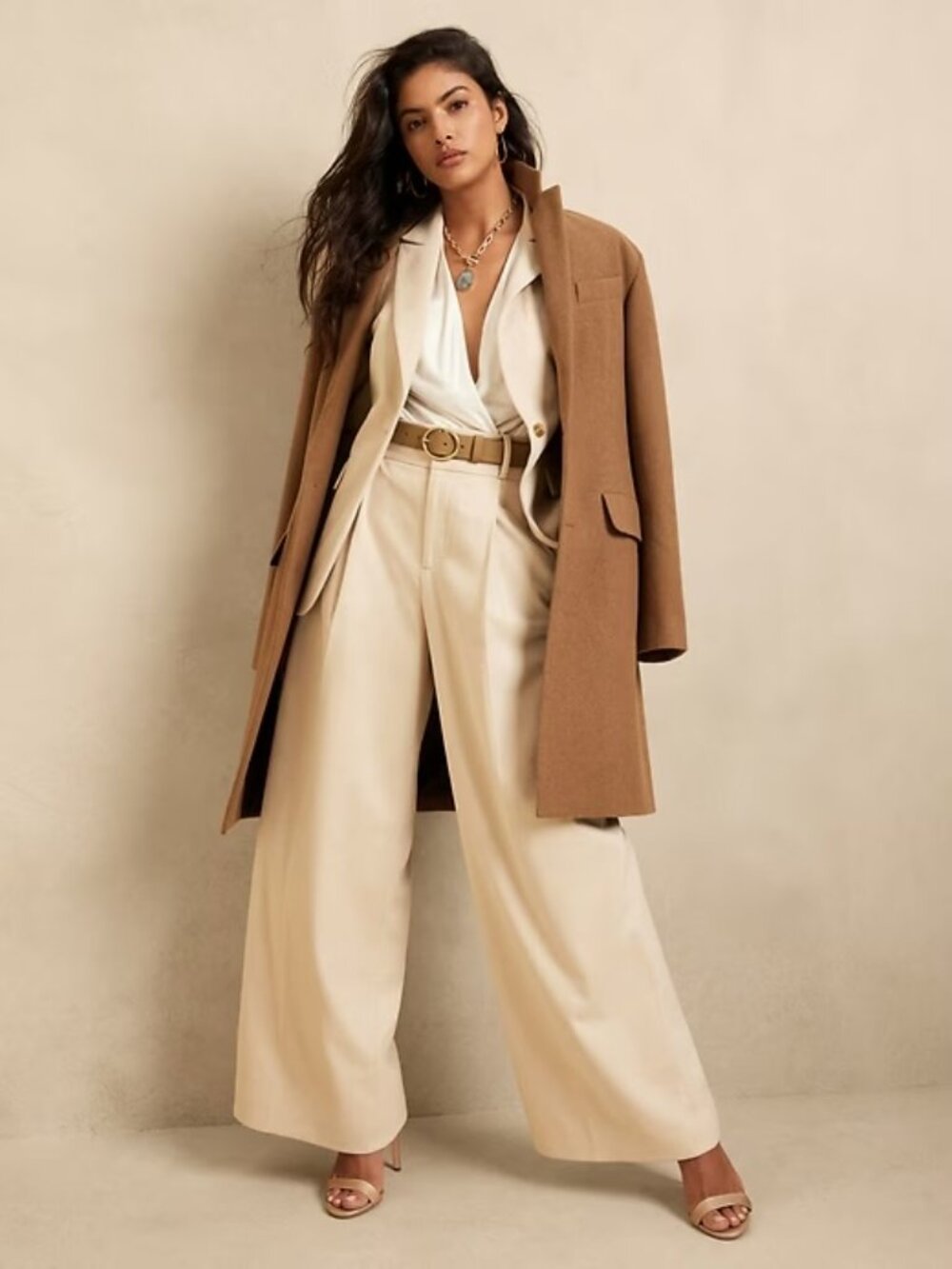 NWT! Banana Republic Oyster Pearl LouLou Wide-Leg Flannel Pant Size 18